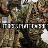 Two soldiers wearing plate carriers, helmets, Crye Precision uniforms in MultiCam Tropic with the text: ‘Special Forces Plate Carriers Setup’.