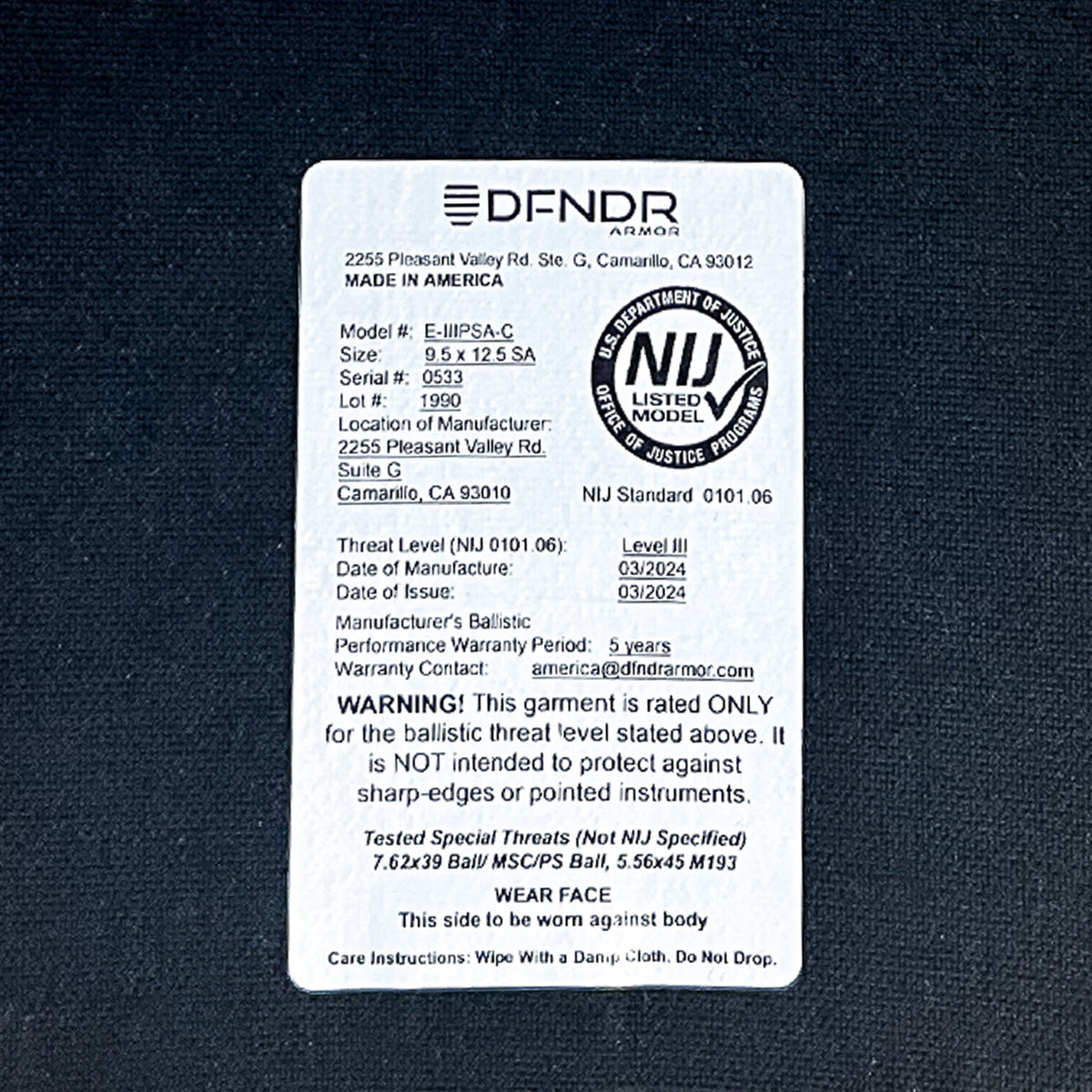 DFNDR Armor Level III+ C / Level IV / RF1 Rifle Rated Plates (Pair) for ICEPLATE EXO®