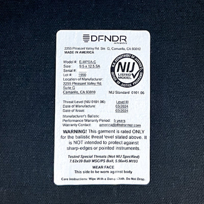 ICEPLATE EXO® Gen 3 DFNDR Level III+ C Armor Package (Includes 2 x DFNDR Armor Rifle Rated Hard Plates)