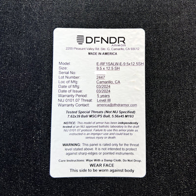 ICEPLATE EXO® Gen 3 DFNDR RF1 Elite Armor Package (Includes 2 x DFNDR Ultra Lightweight Rifle Rated Hard Plates)