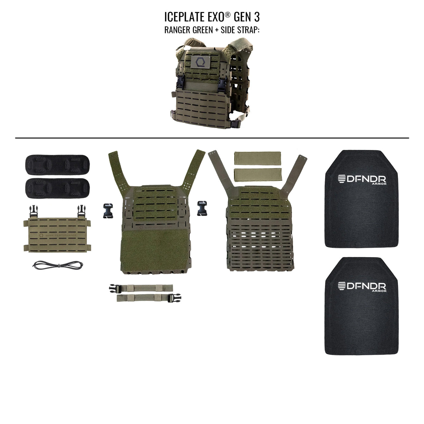 ICEPLATE EXO® Gen 3 DFNDR Level III+ C Armor Package (Includes 2 x DFNDR Armor Rifle Rated Hard Plates)