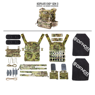 Ensemble d'armure IcePlate EXO® DFNDR de niveau IV (comprend 2 x plaques rigides pour fusil blindé DFNDR)
