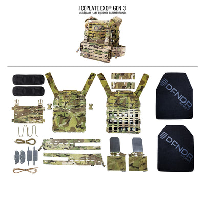ICEPLATE EXO® Gen 3 DFNDR RF1 Elite Armor Package - Launch Edition (includes 2 x DFNDR Ultra Lightweight Rifle Rated Hard Plates)