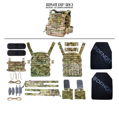 ICEPLATE EXO® Gen 3 DFNDR RF1 Elite Armor Package (Includes 2 x DFNDR Ultra Lightweight Rifle Rated Hard Plates)