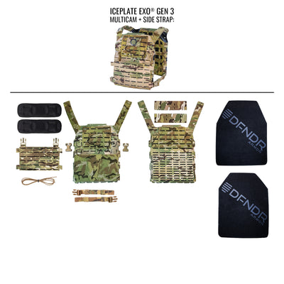 ICEPLATE EXO® Gen 3 DFNDR RF1 Elite Armor Package (Includes 2 x DFNDR Ultra Lightweight Rifle Rated Hard Plates)